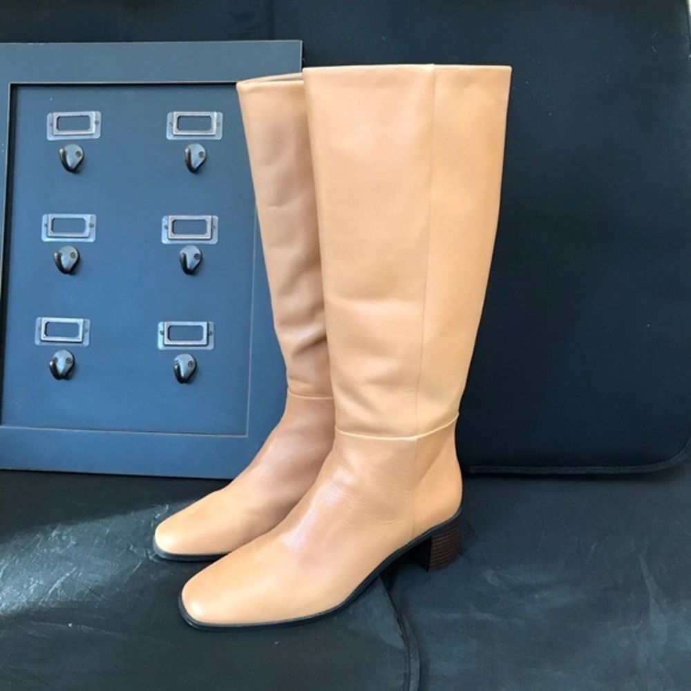 Tan Two-Tone Monterey Block Heel Tall Boots - Women’s 9